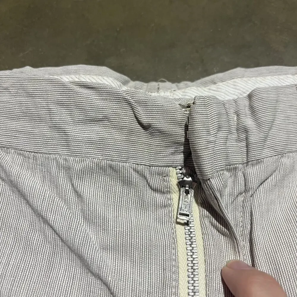 Vintage 50s White/Grey Striped Cotton Trousers 29x31